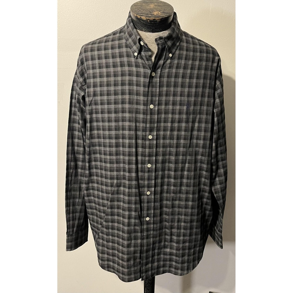 Ralph Lauren Shirt Mens Large Gray Plaid Blake‎ Button Down Long Sleeve Casual